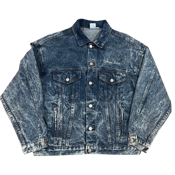 Tycha Other - Vintage Men’s Acid Wash Denim Trucker Jacket M Union Pacific Resources 3D Letter